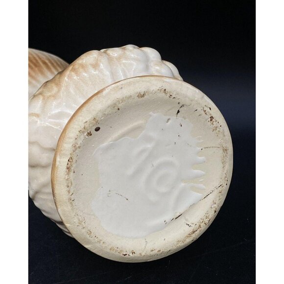 McCoy Pottery Footed Pitcher Vase Aqua Blue Brown Leaves Grape Vine Vintage - Picture 7 of 9